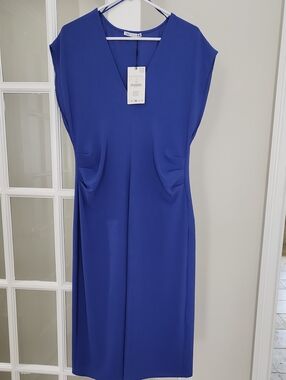 Zara Cobalt Blue V-Neck Midi Dress